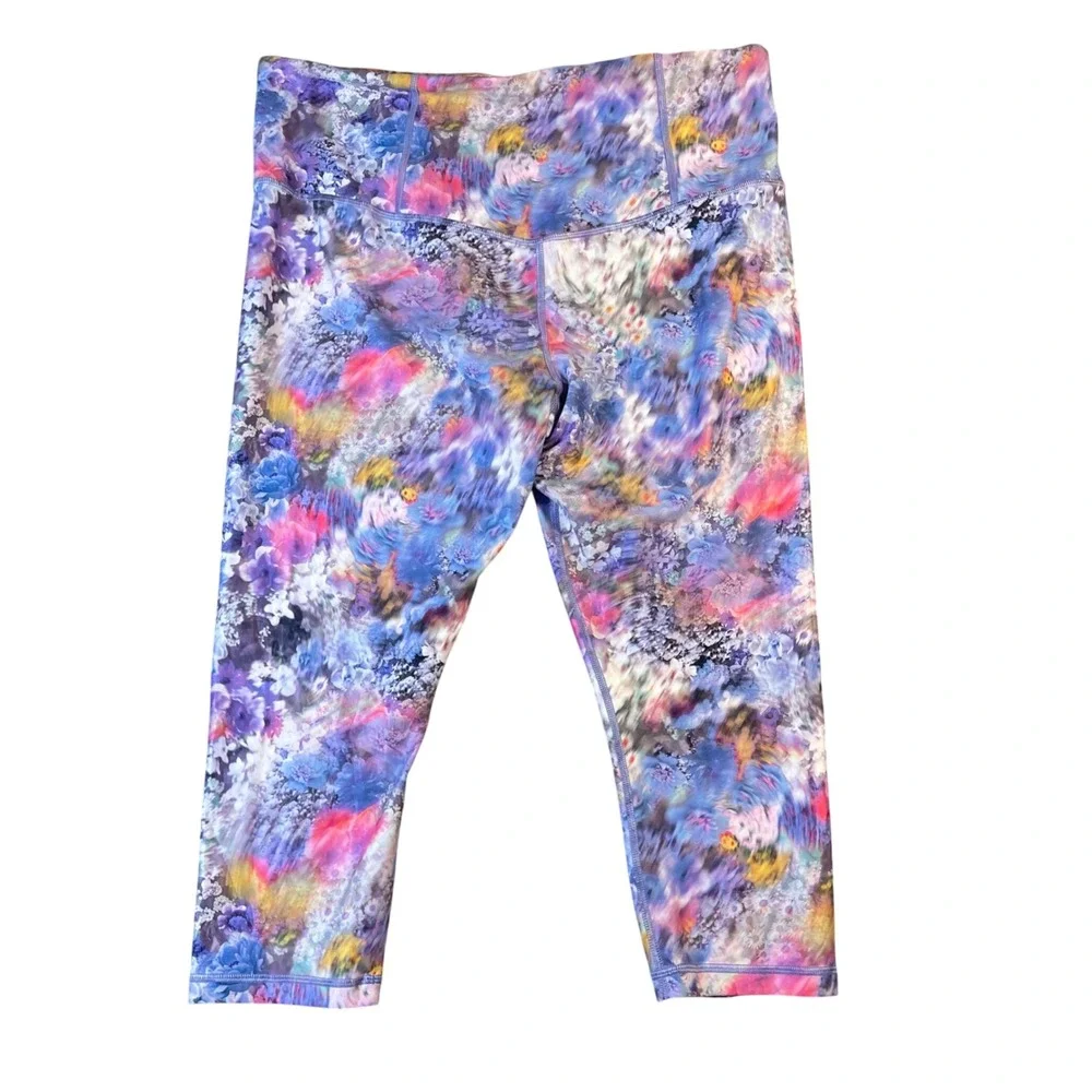 Athleta Elation Capri Leggings Women's XL Botanical Floral Print Workout Yoga - Picture 2 of 9
